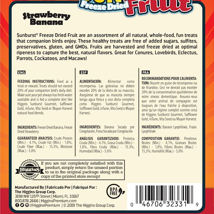 Higgins Sunburst Freeze Dried Fruit Strawberry Banana 0.5 Ounces (046706323319)