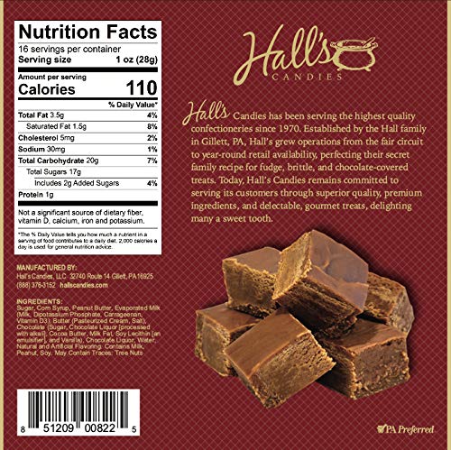 Halls Chocolate Peanut Butter Fudge, 1 Pound