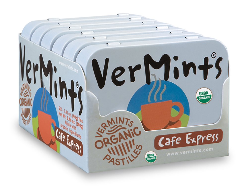 Organic Breath Mints by VerMints, Caf Express Coffee Flavor, All Natural Pastilles, Non-GMO, Nut Free, Gluten Free, Vegan, KSA