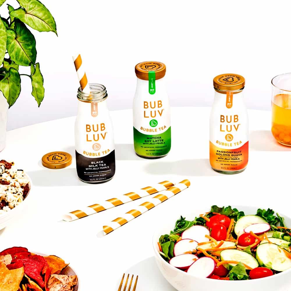 Bubluv Low Sugar Bubble Tea - Matcha Soy Latte With Low-Carb Jelly Pearls - Ready-To-Drink Boba Milk Tea In A Glass Bottle, Low
