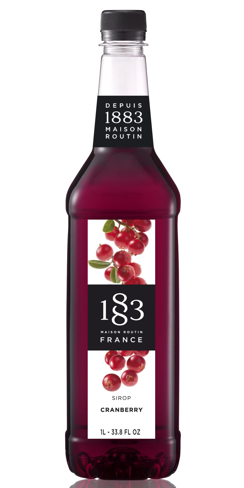 1883 Cranberry Syrup For Drinks Made In France 1 Liter Plastic Bottle