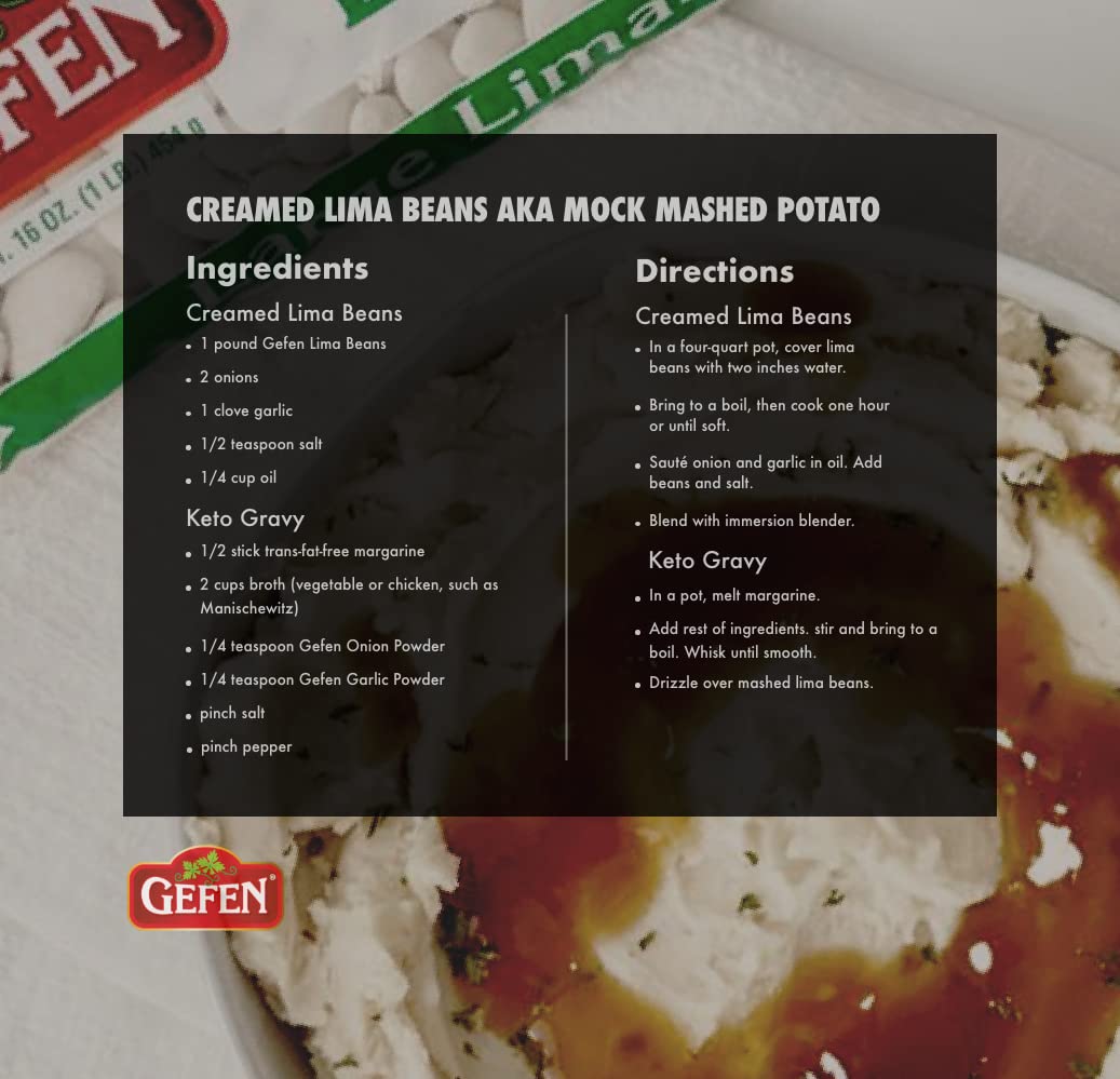 Gefen Large Lima Beans, 16oz (3 Pack) - Great for Salads, Casseroles, Soups, and Stews, Certified Kosher