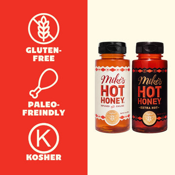 Mikes Hot Honey, Original & Extra Hot, Americas #1 Spicy Honey with Chili Peppers, Gluten-Free, Paleo-Friendly, (10oz Bottle,