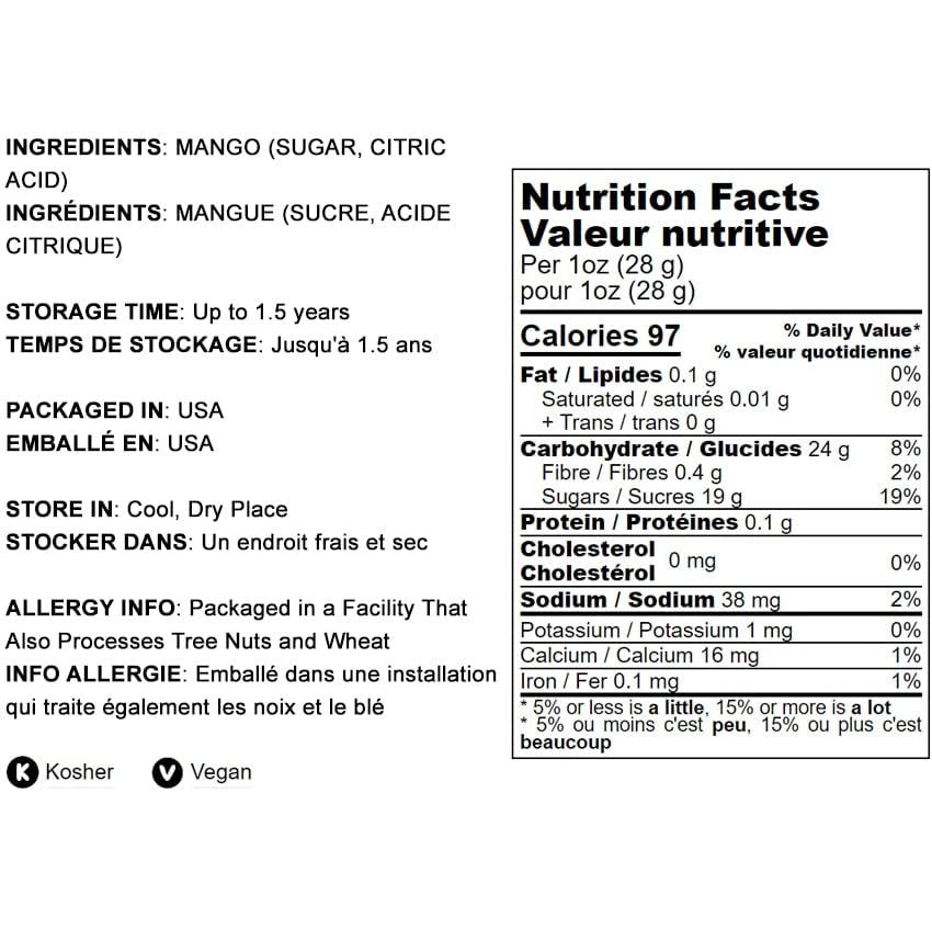 Food To Live Dried Diced Mango, 2 Pounds Sweetened, Unsulfured, Sulfite Free Chunks, No Added Color, No Artificial Flavors, Kosher Tropical Fruit, Vegan, Bulk