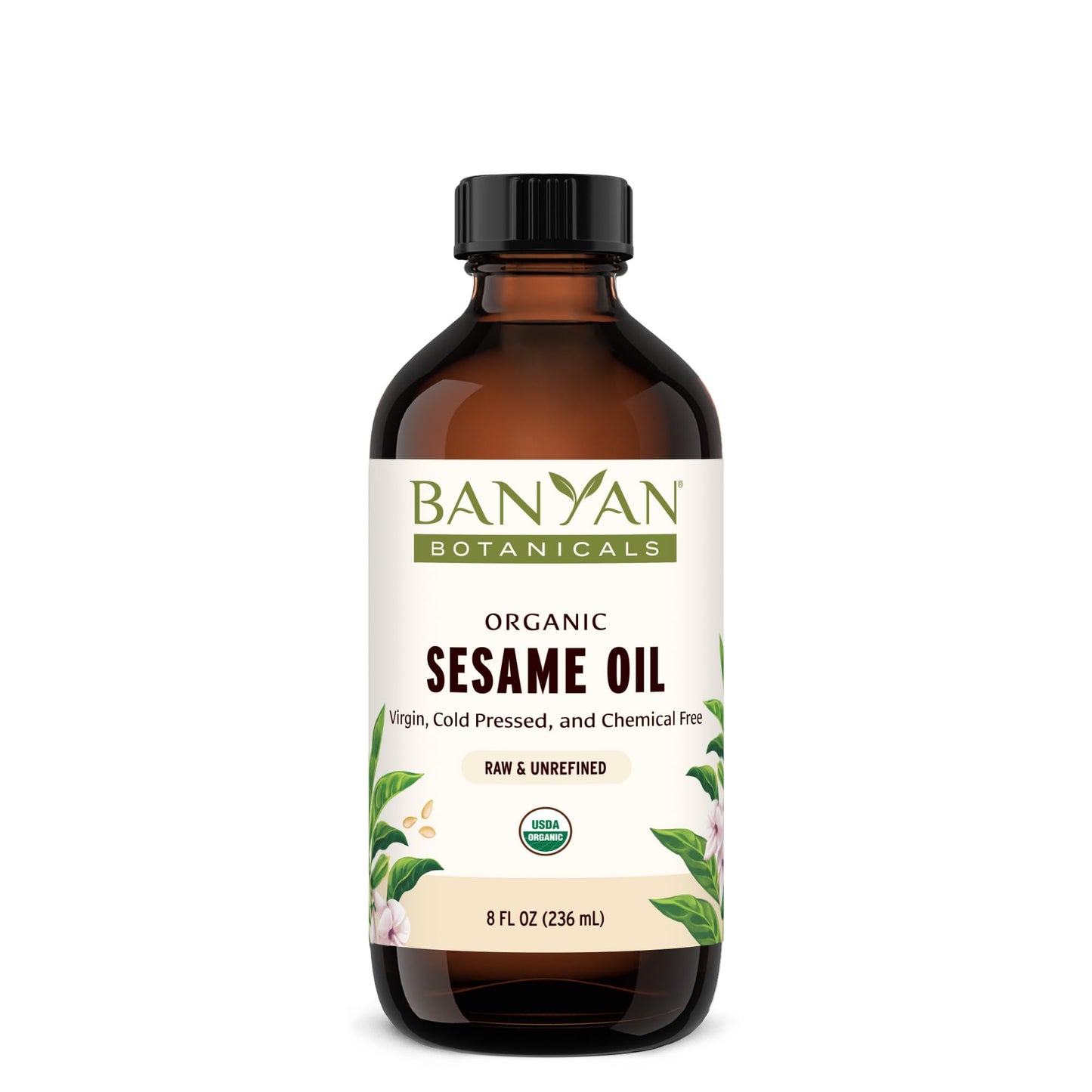 Banyan Botanicals Sesame Oil – Organic & Unrefined Sesame Oil For Skin, Body, Hair & More – Multiple Sizes – 8 Oz – Non Gmo Sustainably Sourced Vegan
