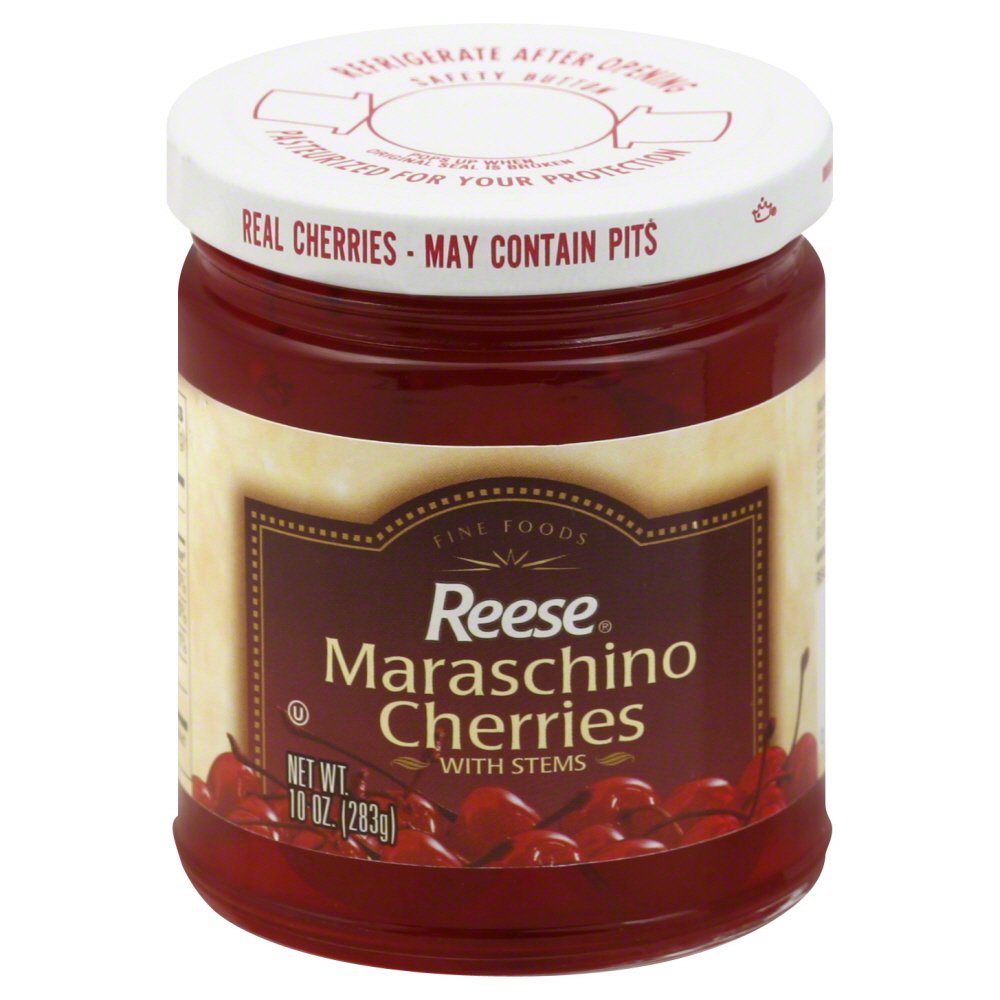 Reese Red Maraschino Cherries with Stem, 10-Ounces (Pack of 12)