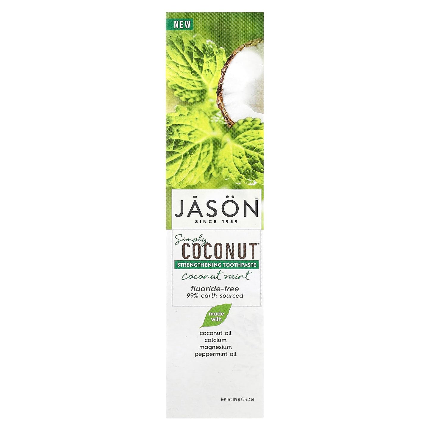 Jason Simply Coconut Strengthening Toothpaste Coconut, Mint, 4.2 Ounce