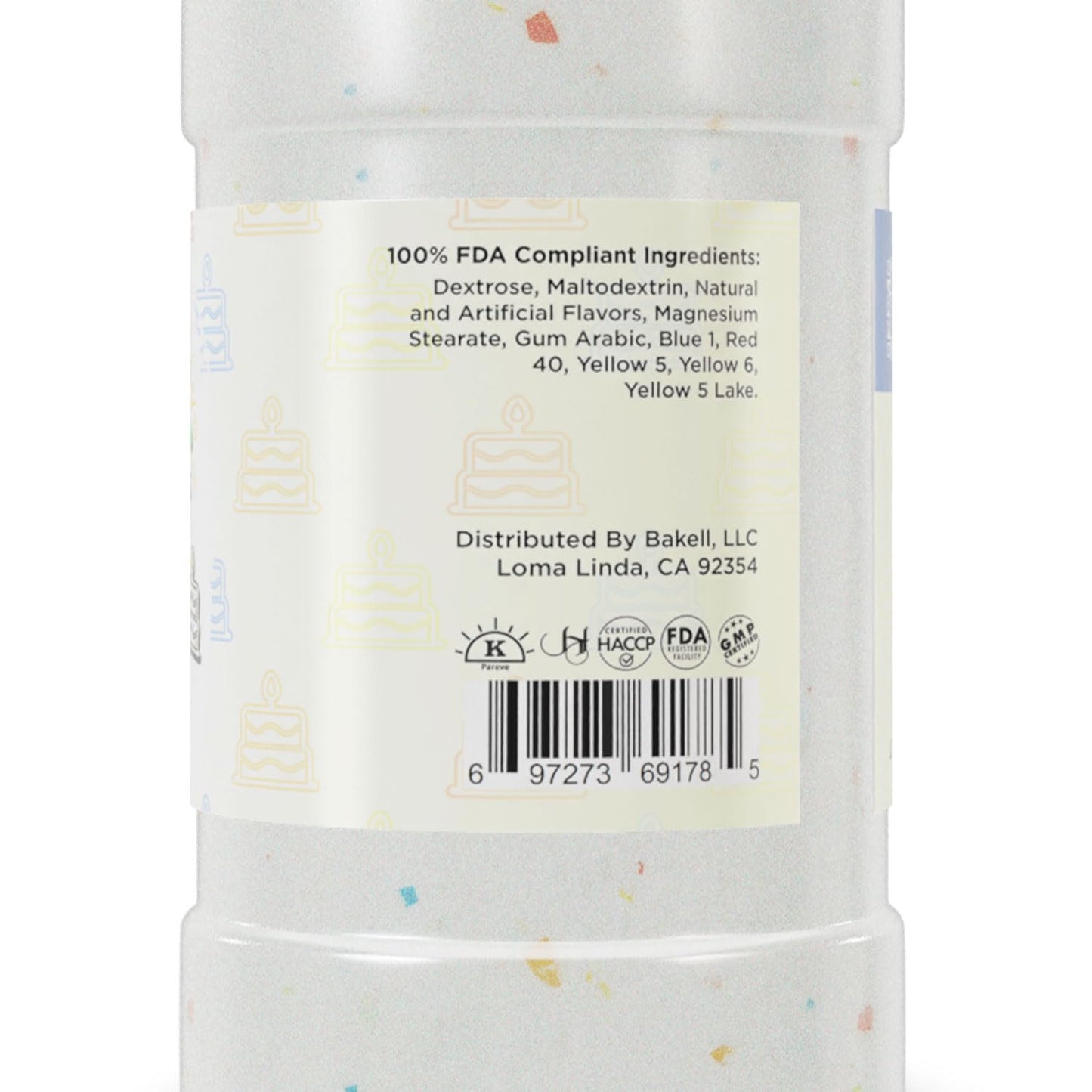 Bakell - Sweet Birthday Cake Candy Topper (85G 1X Shaker Jar) For Fruit, Food & Desserts