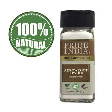 Pride Of India Natural Arrowroot Powder - Gluten & GMO Free - 2oz Dual Sifter Bottle