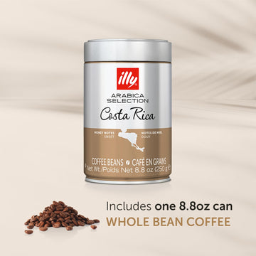 Illy Whole Bean Coffee - Perfectly Roasted Whole Coffee Beans – Costa Rica Medium Roast - With Notes Of Honey, Vanilla & Citrus - 100% Arabica Coffee - No Preservatives – 8.8 Ounce