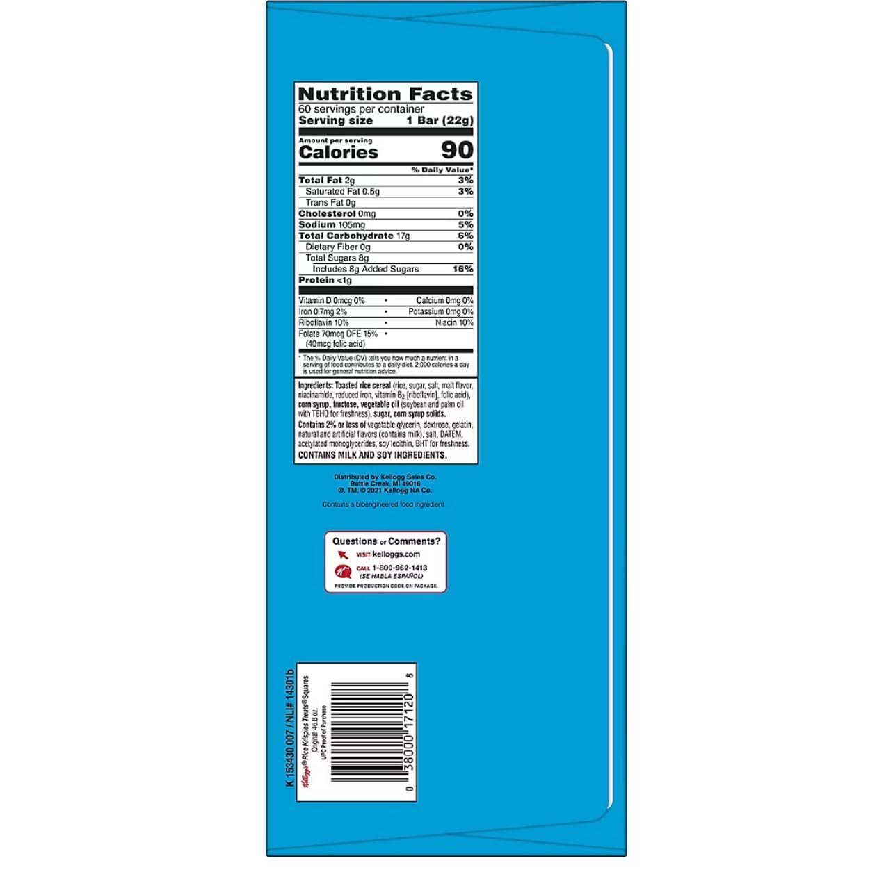 Rice Crispies Treats Snack Size Variety |60 Count |Individually Wrapped Marshmallow Breakfast Cereal Bars, Original, For School