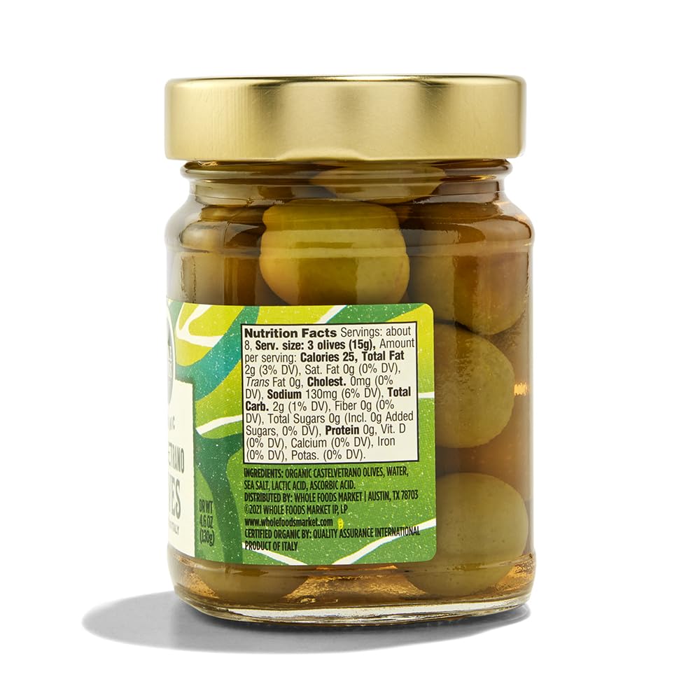Whole Foods Market Organic Castelvetrano Olives - 4.6 oz Pack of 1