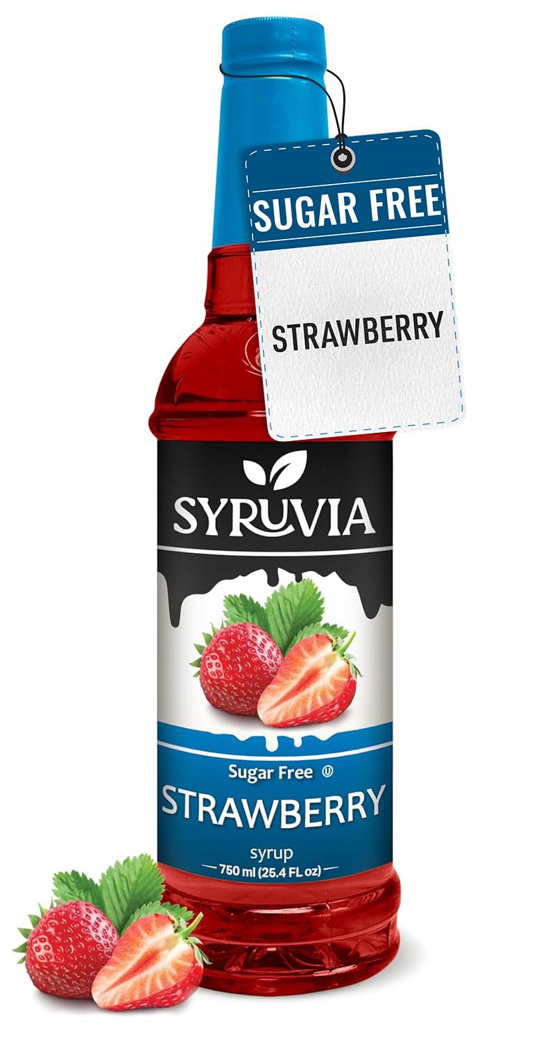 Syruvia Sugar-Free Strawberry Syrup Flavored Syrup for Drinks Cocktails Lemonades Iced Teas and Desserts - 25.4 fl oz