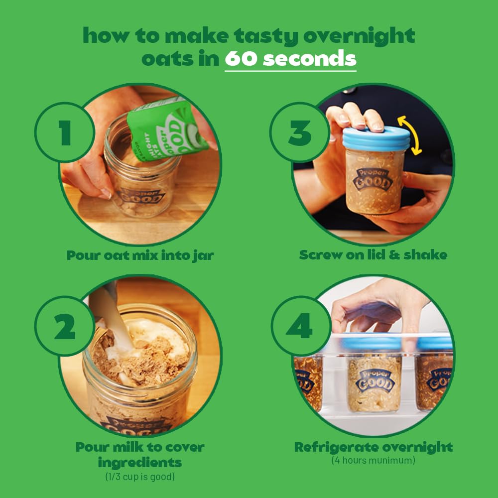 Proper Good Apple Cinnamon Overnight Oats - Nutritious & Delicious Breakfast With 15G Protein - Quick & Easy Meal With Natural I