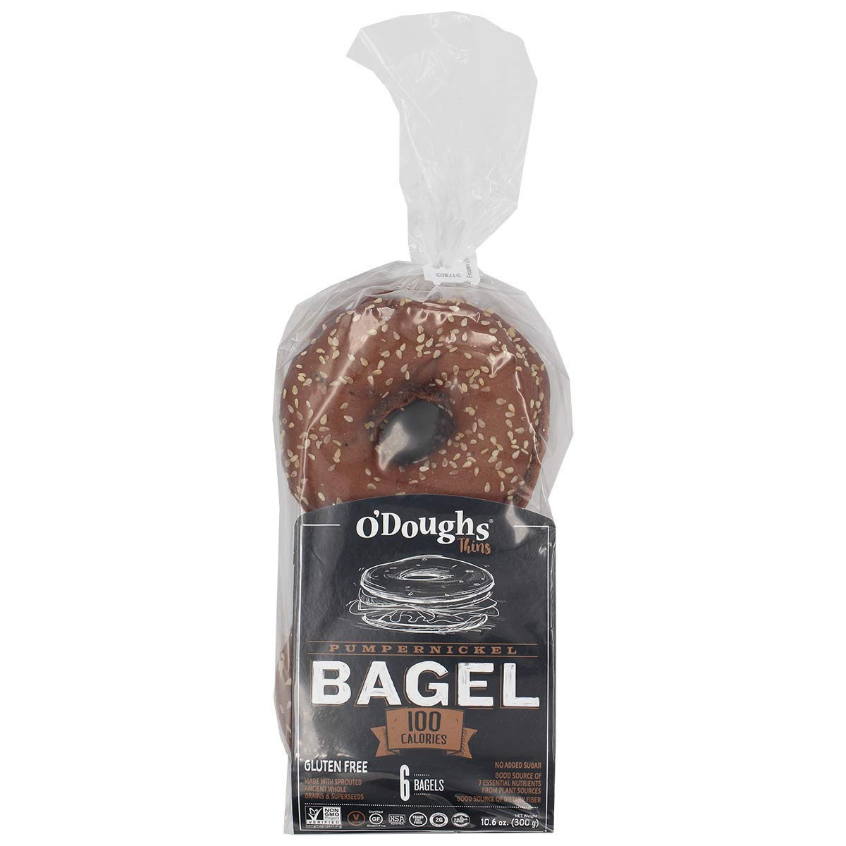 O'Doughs Thins - Pumpernickel Bagels10.6 Oz | Presliced | Good Source Of Fibre, Cholesterol Free, Trans Fat Free.| Pack Of 3 |