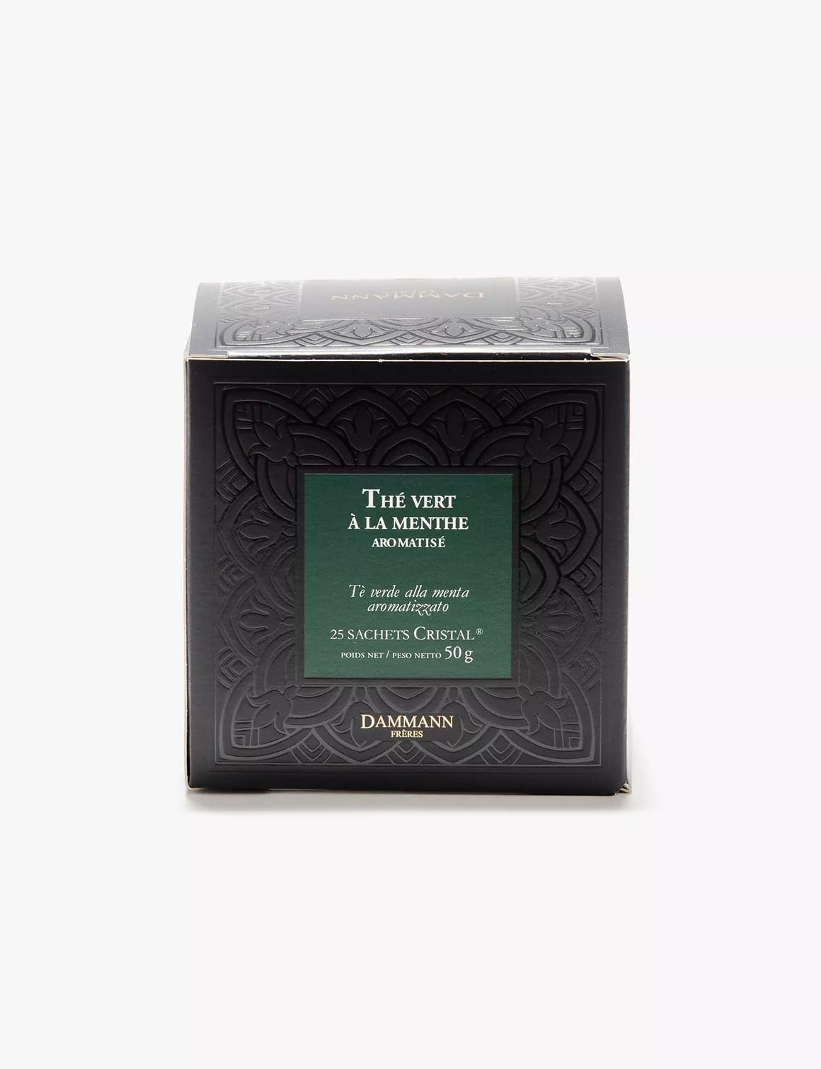 Dammann Freres Satchets Mint Flavor Tea Bags enhanced Gourmet French Green Tea 25 Count (Single Pack)