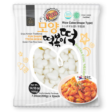 Korean Rice Cake, Tteokbokki, Fun-Shaped & Chewy, 1 Pack (2 Individual Package) Vegan, Non-Gmo, Gluten-Free, Easy To Cook, 14.10Oz Per Pack (2 Pack) (14.1 Oz)