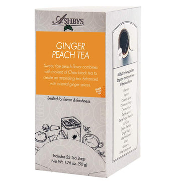 Ashbys Tea Ginger Peach Tea Bags - 25 Count Box