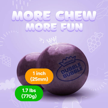 Gumballs For Gumball Machine - 1 Inch Large Gumballs - Grape Flavored Bubble Gum Purple Gumballs - Kids Gum - Bulk Gum Balls 1.7
