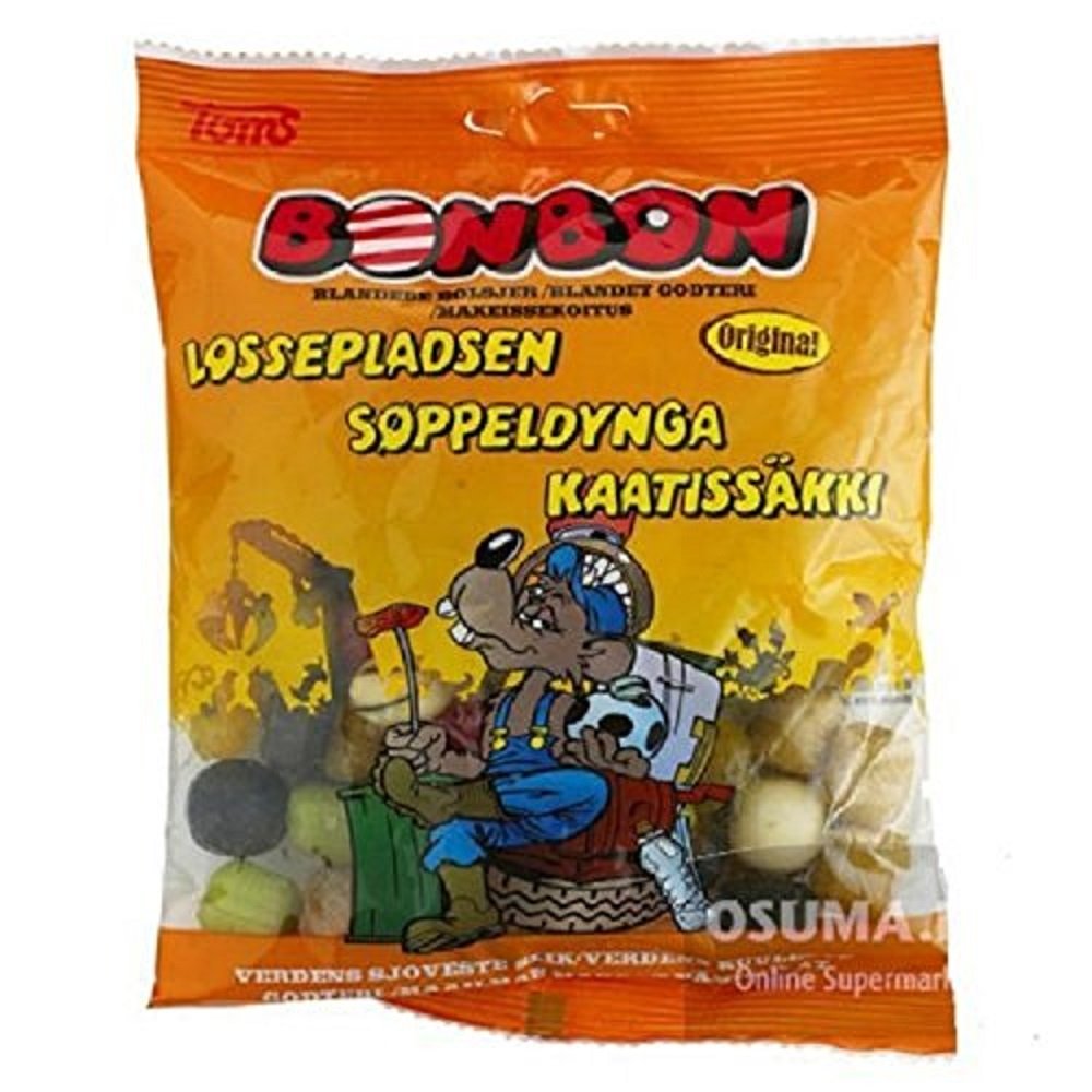 10 Bags x 170g of Toms BonBon Lossepladsen Mix - Original - Danish - Licorice - Salmiak - Salmiac - Salmiakki - Fruit - Boiled -