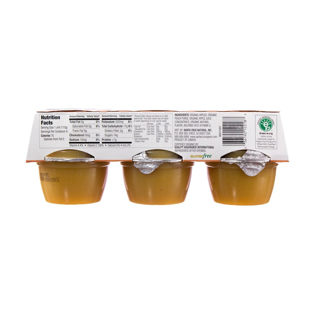 Santa Cruz Organic Apple Peach Sauce, 4 Ounce - 6 Count (Pack Of 6)