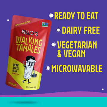Fillo'S Walking Tamales, Salsa Roja, Pk Of 7, Ready-To-Eat, Delicious, Gluten-Free, Preservative-Free, No Added Sugar, Vegan Fri