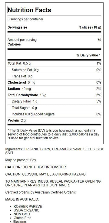 REAL FOODS Organic Sesame Corn Thins, 5.3 OZ