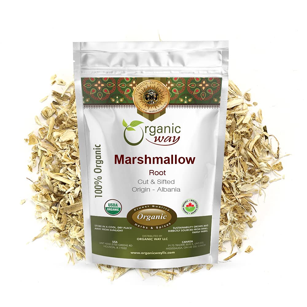 Organic Way Marshmallow Root | Herbal Tea (Althaea officinalis) Cut & Sifted - European Wild-Harvest | Organic & Kosher Certifie