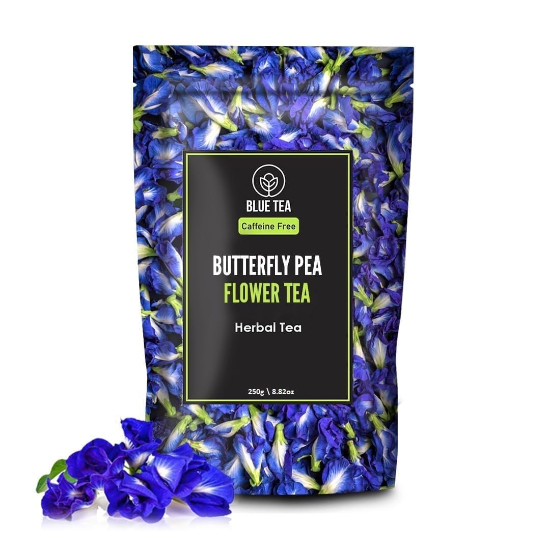 Blue Tea - Butterfly Pea Flower Tea - 250 Gm- 500 Cups | Super Anti-Oxidant | Energy Blend Free - Flower Based - Herbal Tea - 100% Natural - Non Gmo - Vegan | Zipper Pack