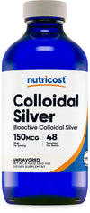Nutricost Colloidal Silver 8Oz 150Mcg - Cobalt Blue Glass Bottles, Bio-Active Colloidal Silver