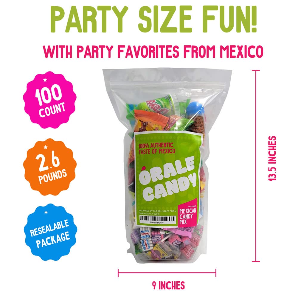 Órale Candy Mexican Candy Mix Assortment - 100 Piece Set, Multicolor Variety of Dulces Mexicanos