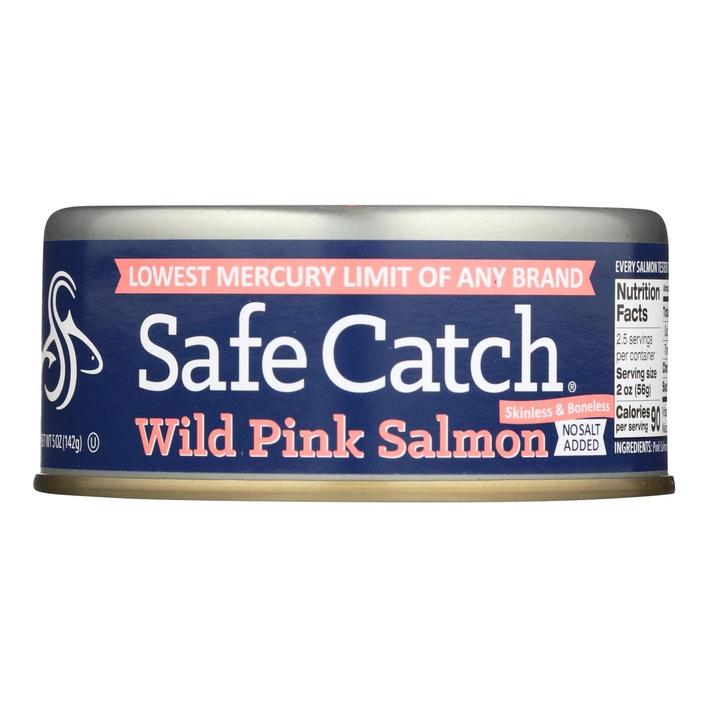 Safe Catch Premium Skinless & Boneless Wild Pink Salmon, No Salt Added, 5 oz.