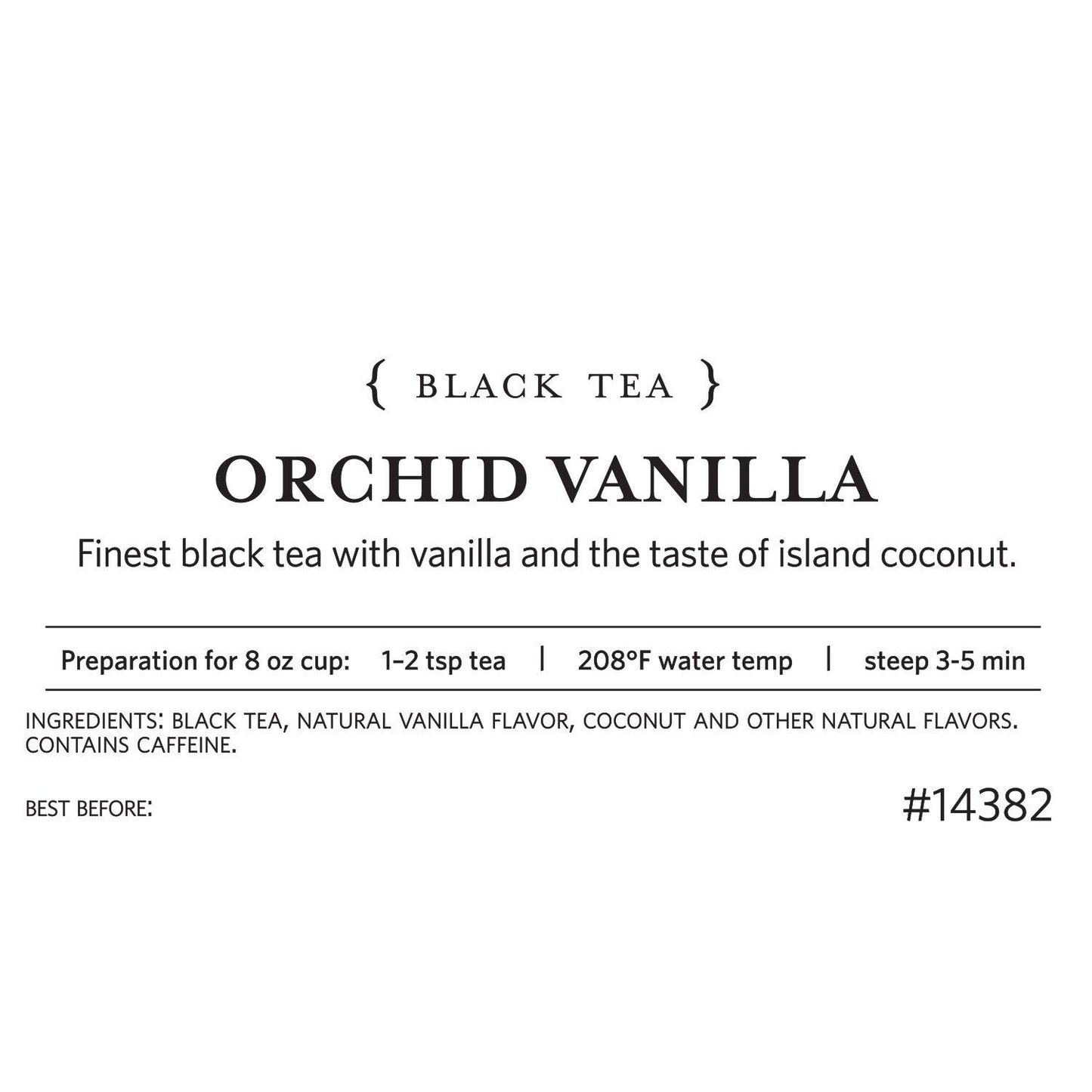 Tea Forte Orchid Vanilla Premium Organic Loose Leaf Caffeinated Black Tea Blend, Resealable 1 Pound Bag, Makes 160-175 Cups