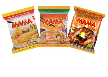 Mama Oriental Style Instant Noodles Mix Flavor Bundle Package Total 30 Packs (3 Best Flavor Mix Chicken, Pork, Creamy Shrimp) 3