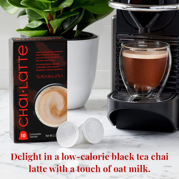 The Republic of Tea Chai Latte Tea Pods, Nespresso-Compatible, 10 Count, Recyclable