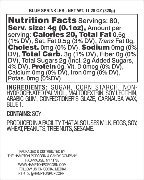 Blue Sprinkles Jimmies 11.28 Oz, Blue Sprinkles For Cake Decorating, Cake Sprinkles, Sprinkles For Baking, Ice Cream & More, Lig