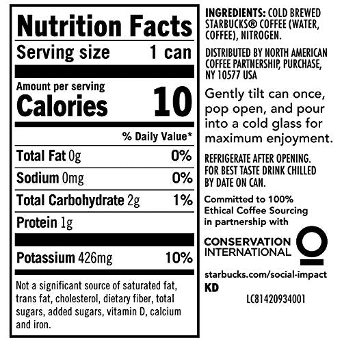 Starbucks Nitro Cold Brew Coffee, Black Unsweetened, 9.6 Fl Oz Cans (8 Pack), Iced Coffee, Cold Brew Coffee, Coffee Drink