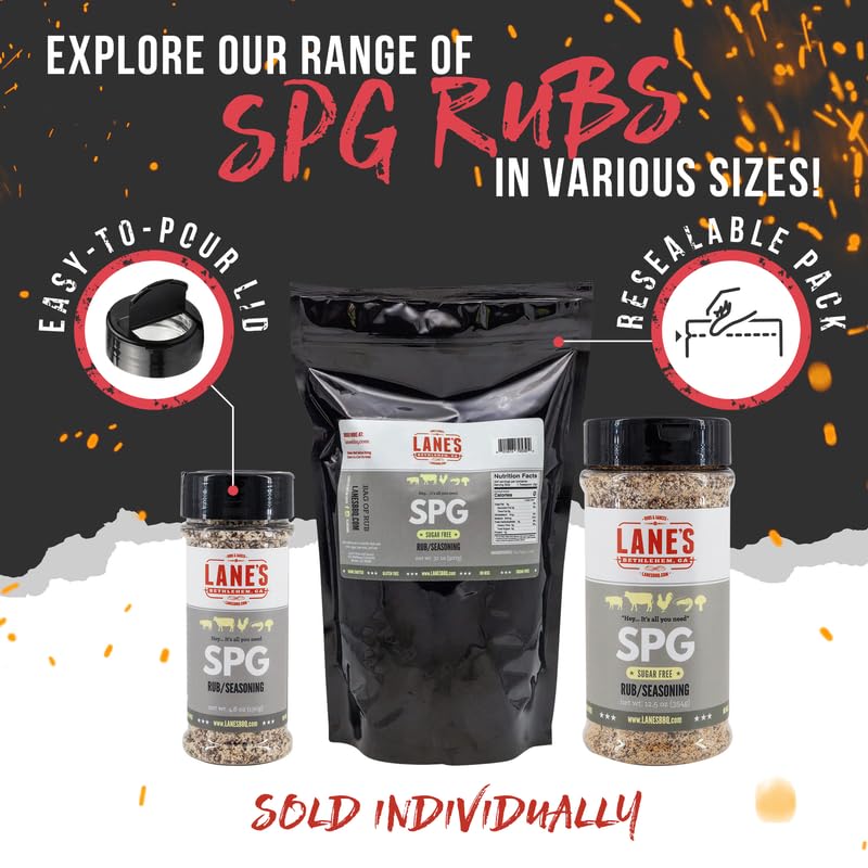 Lane'S Spg Seasoning & Rub, All-Natural Coarse Ground Salt Pepper Garlic Seasoning For Any Types Of Dishes, Classic Bold Flavor,
