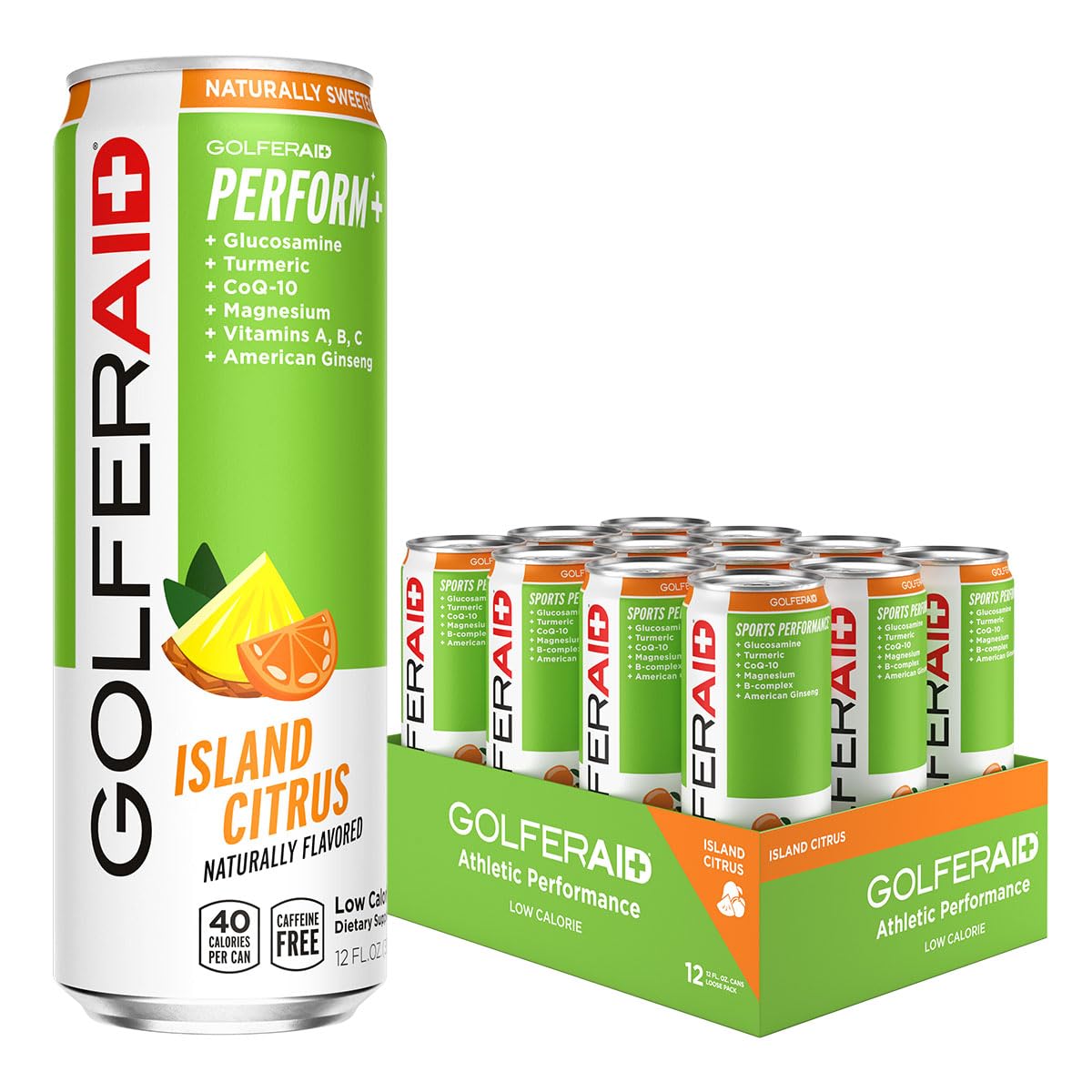 LIFEAID GOLFERAID Performance Blend - 12 Fl Oz (Pack of 12), Vegan, No Caffeine, Electrolytes, Green