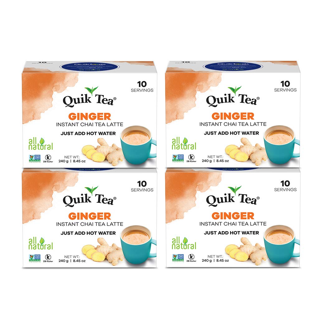 Quiktea Tea Latte, Ginger Chai, 8.5 Ounce (Pack Of 4)