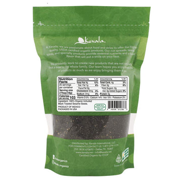 Kevala Organic Black Toasted Sesame Seeds – 16 Oz – 1 Lb – Roasted Sesame Seeds – Gluten Free – Unhulled – Vegan – Non Gmo – Usda Certified