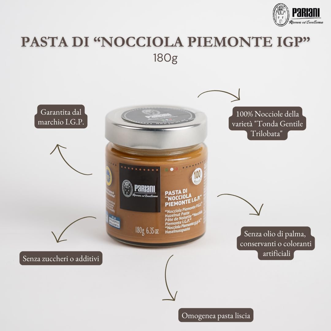 Pariani Hazelnut Paste 100% Pure Unsweetened 180g (6.35 oz) - Italian Nut Spread