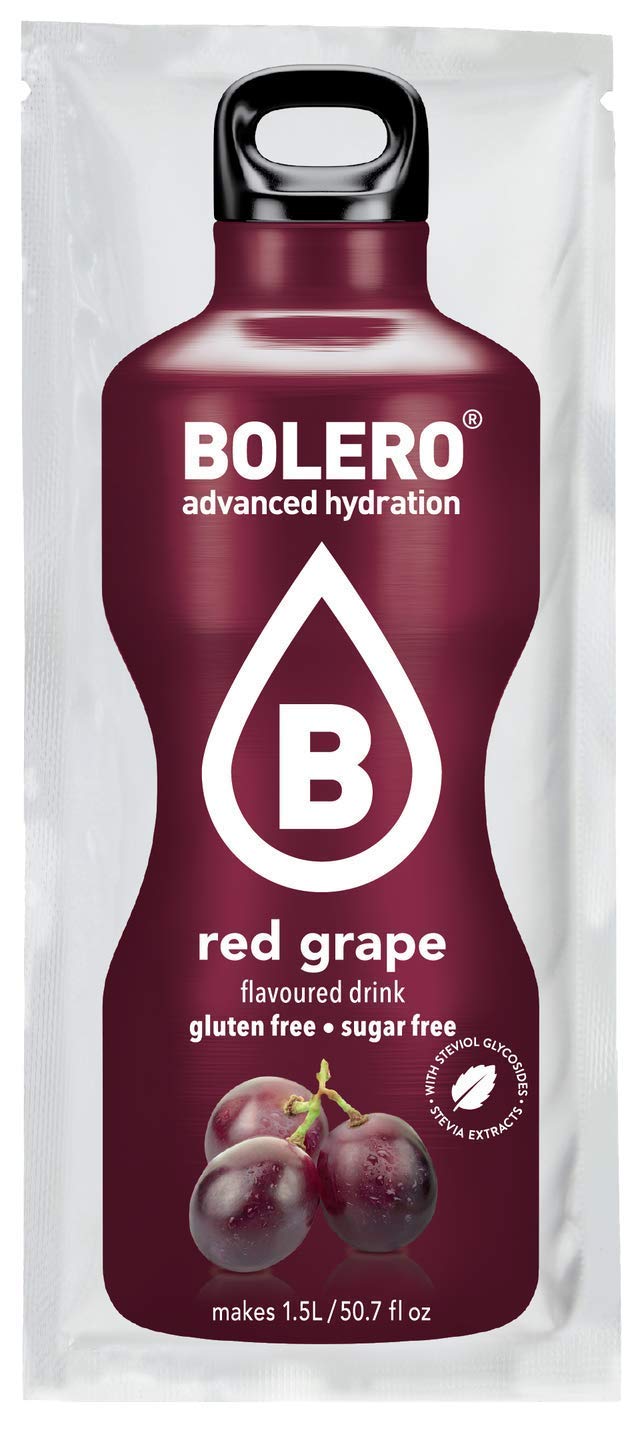 Bolero- Sugar Free Drink Mix Packets Red Grape Fruit Flavors | Powdered Flavored Water Packets | 12 Large Sachet On The Go Packets