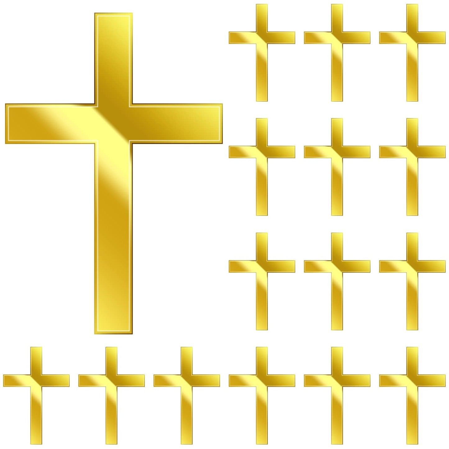 16 Pieces Baptism Cake Toppers Crossing Cupcake Toppers Gold Mirror Acrylic Cake Topper Baptism Decor Christian Decorations (Cla
