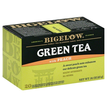 Bigelow Tea Green Tea - With Peach - Case Of 6 - 20 Bag