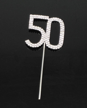 Yueton Rhinestone Crystal Number 50 Birthday Wedding 50Th Anniversary Cake Topper Cake Decor Accessories