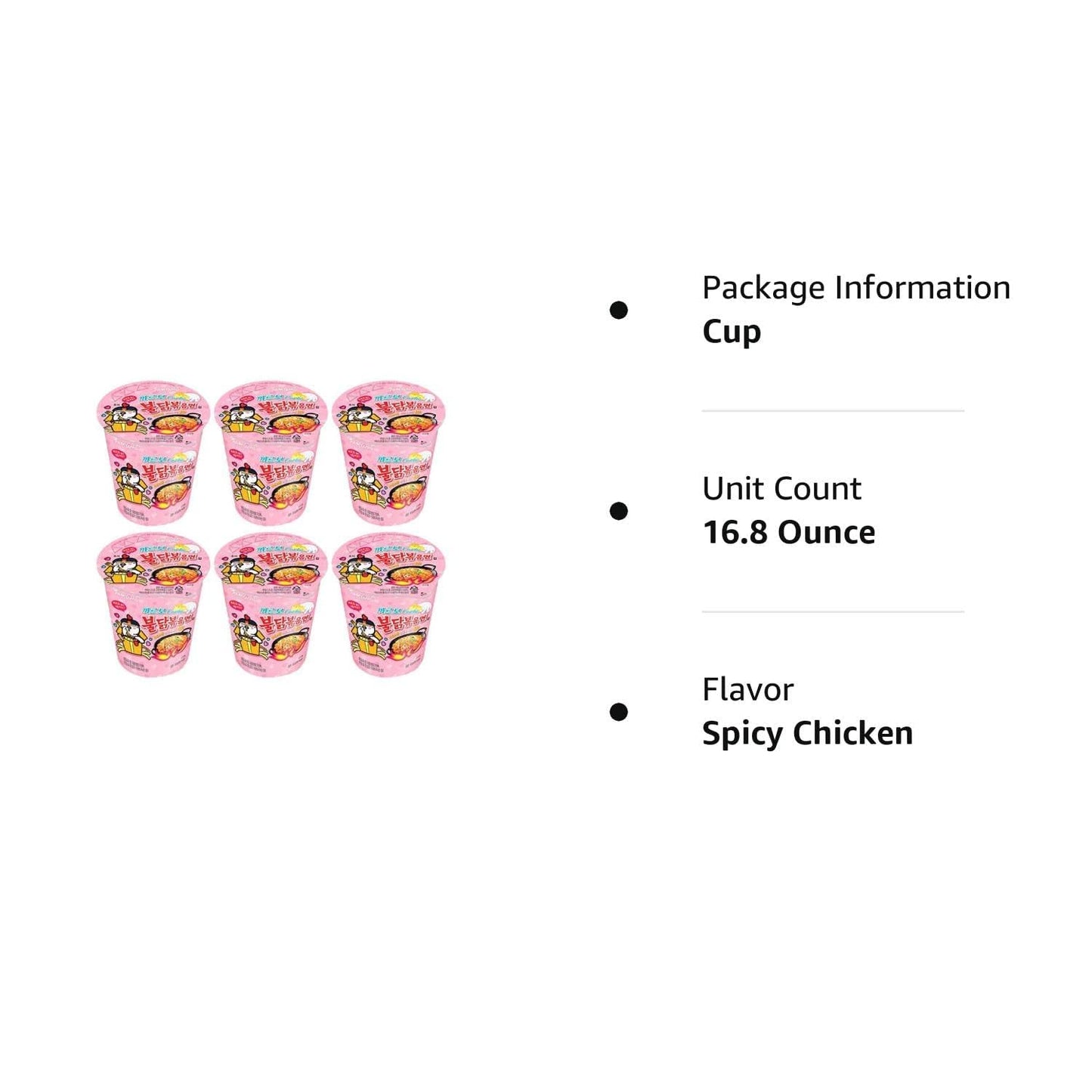 Samyang Carbo Spicy Chicken Fried Cup Noodles 80G 6 Korean Food, Korean Ramen