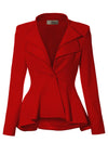 Women Double Notch Lapel Office Blazer Jk43864 1073T Red 3X