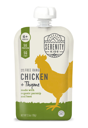 Serenity Kids 6+ Months Baby Food Puree - Ethically Sourced Meat & Organic Veggies - Parsnip, Beet, Free Range Chicken & Thyme -