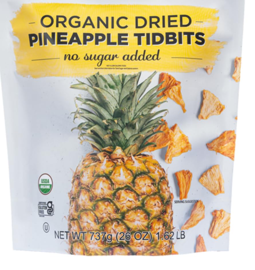Organic Dried Pineapple Tidbits 26 Oz